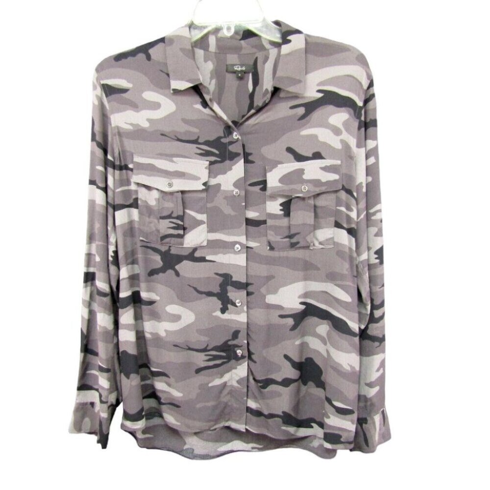 Rails Rhett Charcoal Gray Camo Button Up Top Wome… - image 1